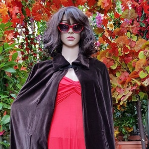 Vintage Cape: Stunning Vintage 1960s / 1970s Long Brown Velvet Cape by QUAD