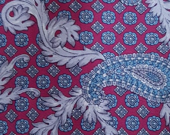 Vintage Men's Tie: Vintage Red and Blue Paisley Pattern Silk Tie by Bill Blass