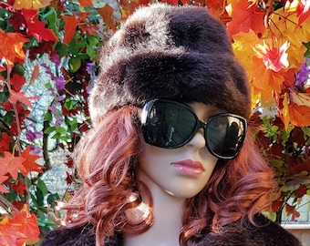 Vintage Hat: Lovely Vintage 1960s Dark Brown Faux Fur Hat by Marida London