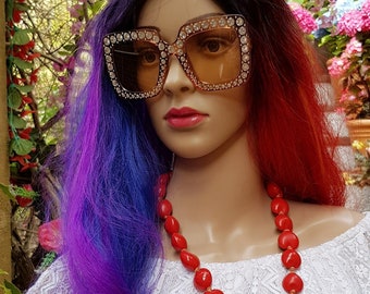 Funky Retro Style Bling Oversize Bronze Colour Sunglasses