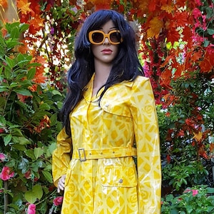 IN RESTORATION Vintage Coat: Groovy Rare Vintage 1960s  Psychedelic Yellow Rain Mac / Raincoat by Børmax Denmark