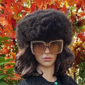 Vintage Hat: Gorgeous Vintage 1970s Brown Sheepskin Hat Cossak Style