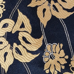 Vintage Men&#39;s Tie: Lovely Vintage 1970s Style Black, Yellow - Gold and Silver Grey Floral Flower Power Pattern Men&#39;s Silk Tie