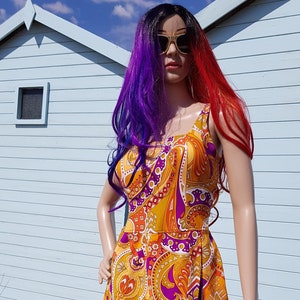 Vintage Swimsuit: Stunning Vintage 1960s/70s Yellow, Purple and Orange Psychedelic Paisley Swimming Costume by St Michael