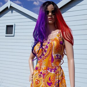 Vintage Swimsuit: Stunning Vintage 1960s/70s Yellow, Purple and Orange Psychedelic Paisley Swimming Costume by St Michael