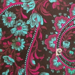 Vintage Men&#39;s Tie: Groovy Vintage 1970s Style Black Turquoise and Red Floral and Paisley Patterned Tie by Pierre Cardin