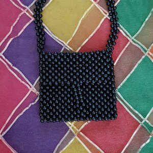 Vintage Bag: Fab Vintage 1970s Black Bead Handbag