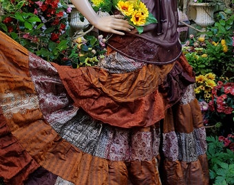 Vintage Skirt: Amazing Vintage Bronze Copper Silver Brown