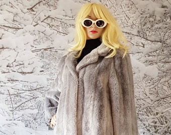 Vintage Coat: Gorgeous Vintage 1970s Pale Grey Faux Fur Coat by Astraka of London