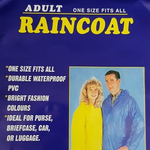 Vintage Coat: Groovy Vintage 1970s Yellow Hooded PVC Rain Coat / Mac Unused in Original Packet