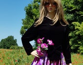 Stunning Vintage 1980s Jessica McClintock Gunne Sax Velvet and Floral Netted Prom Dress Ball Gown