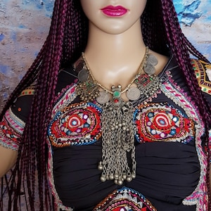RESERVED Velarde - Vintage Necklace: Lovely Vintage Tribal Afghan Kuchi Pendant Coin and Bead Necklace