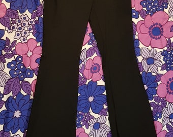 Vintage Trousers: Funky Vintage 1990s Stretch Flared Black Trousers by Mish Mash
