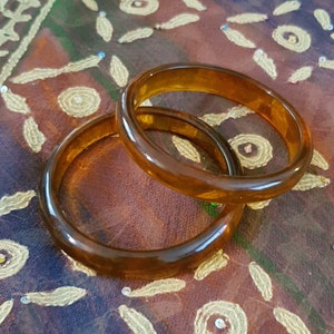 Vintage Bangle: Funky Vintage Retro 1970s / 1980s Brown Bangles - Set of 2