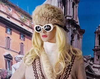 Vintage 1960s Tuscan Lamb Fur Wool Ski Hat Made in Italy for 