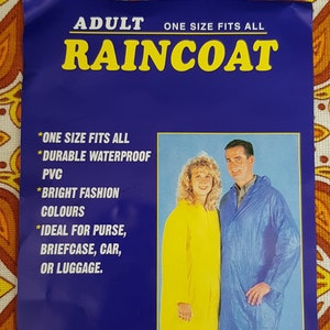 Vintage Coat: Groovy Vintage 1970s Unisex / Mens Yellow Hooded PVC Rain Coat / Mac Unused in Original Packet