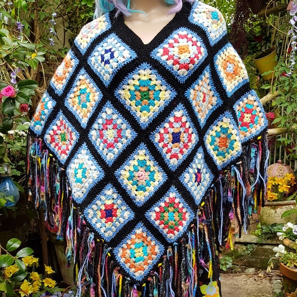 Granny Square Poncho Etsy