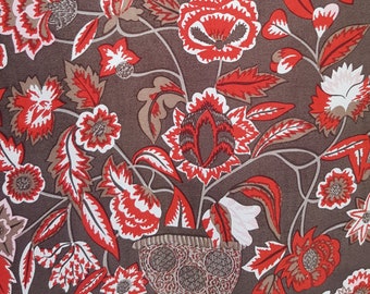 Ladies Scarf: Lovely Vintage Red, Brown and Grey Large Square Silk Scarf