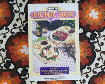 Cocinas Vintage: Caja de picnic retro vintage de los años 70 en marrón y crema/beige en su caja original de Insulex