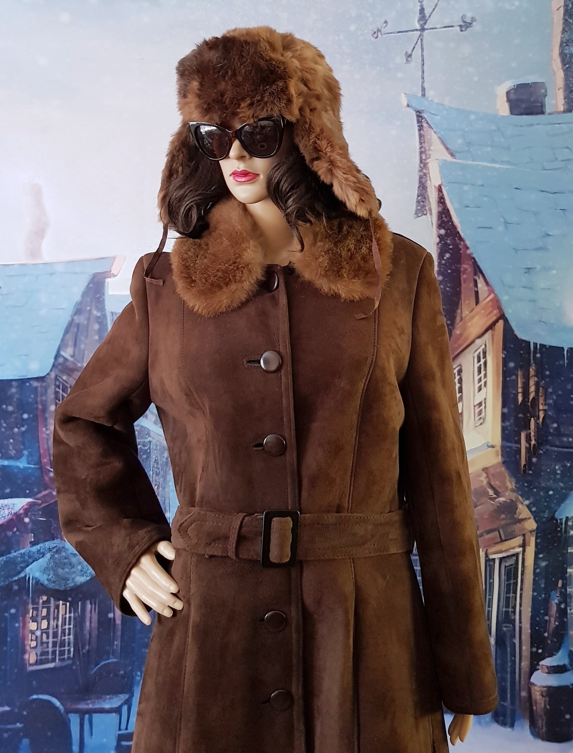 Vintage 70s 80s Brown Quilted Fur Flap Hat Made in USA Size Medium Mink Fur Vintage Hats for Men for sale | eBay main image 4