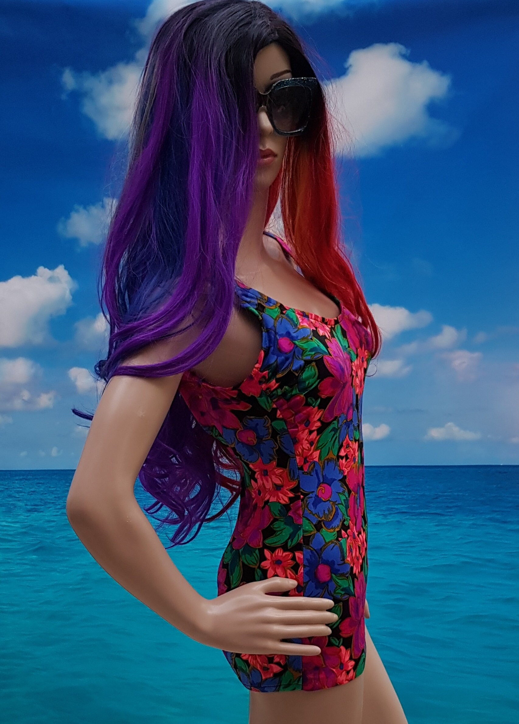 Vintage Swimsuit: Fantastic Vintage Swimsuit 1960s Bright Floral