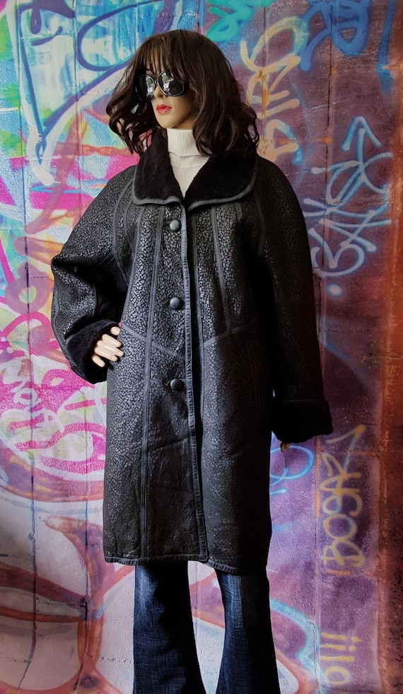 Fantastic Vintage 1980s Black Textured Leather Jacket