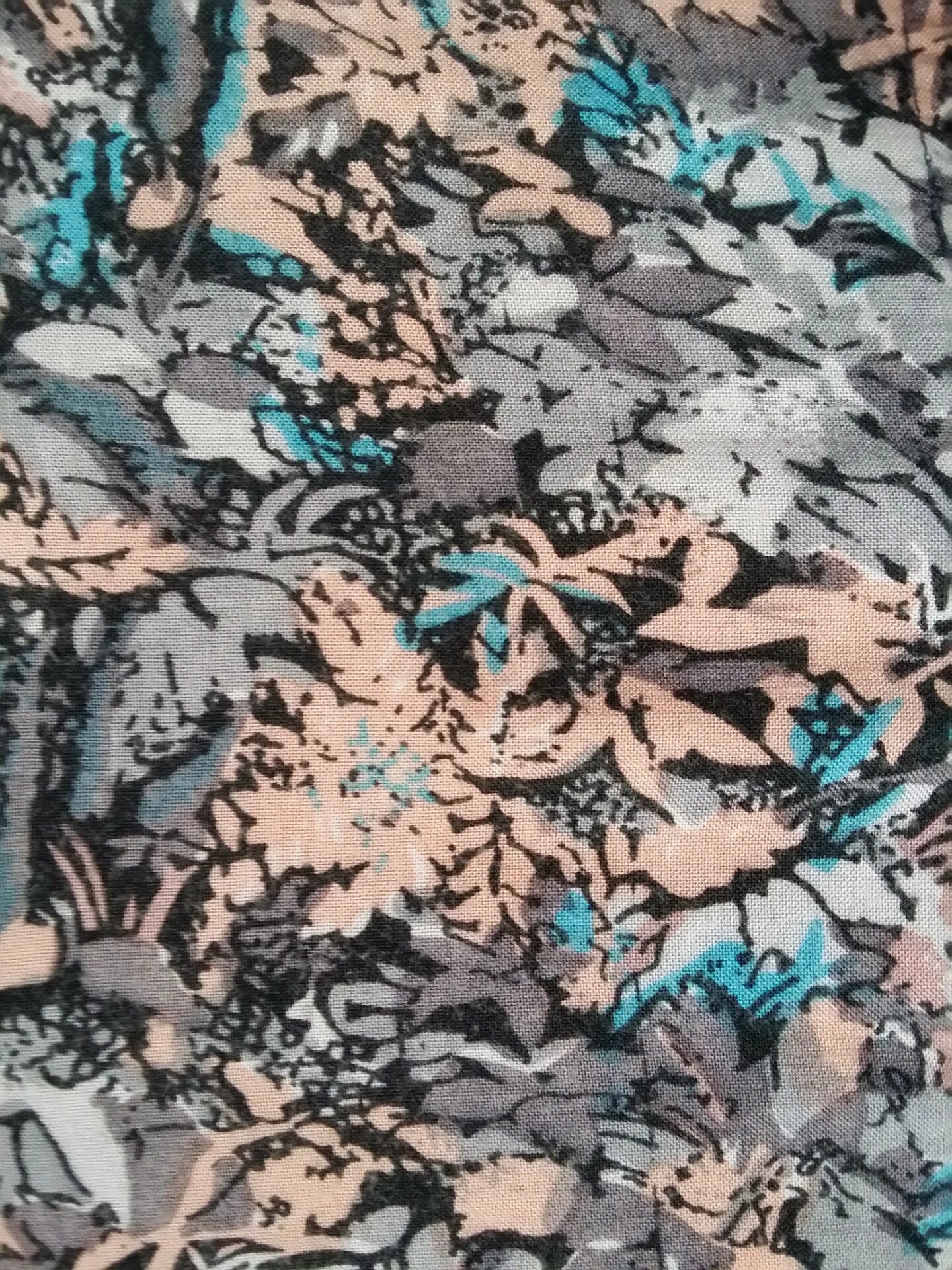 Image of Great Vintage Funky Grey, Blue, Apricot Orange Abstract Print Mens Shirt By Classic Basix