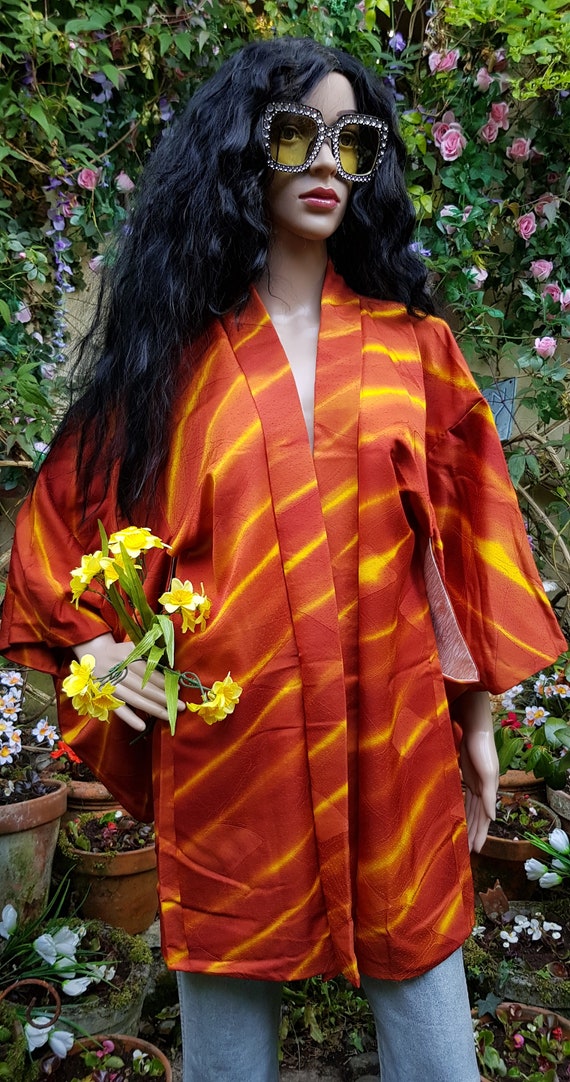 Vintage Kimono: Gorgeous Vintage 1960s Orange and… - image 6