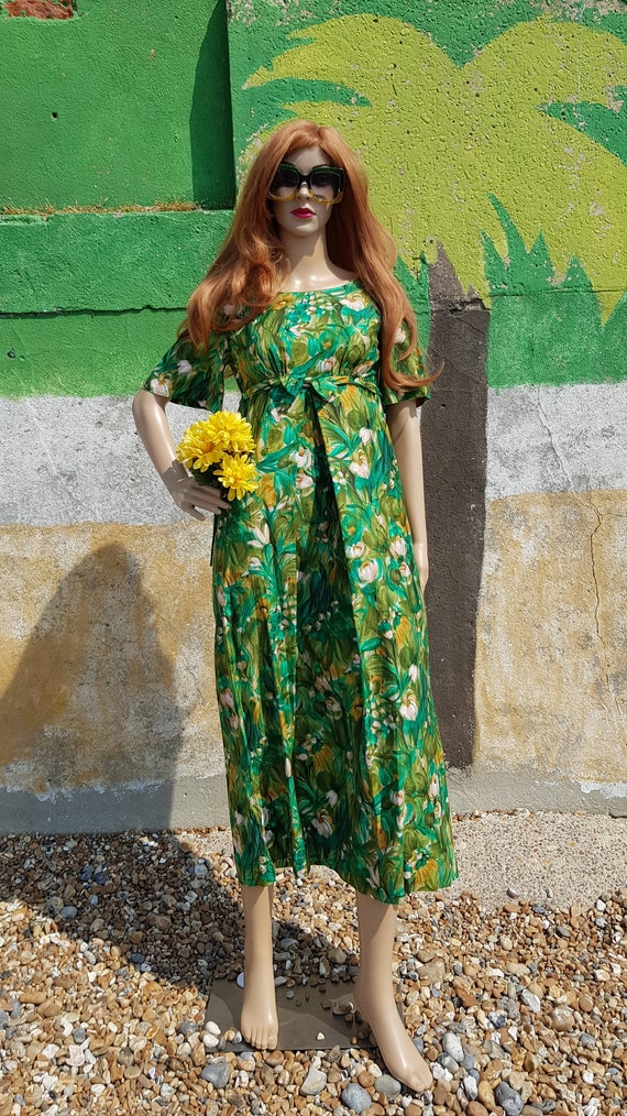 UK 6 (US 2) Gorgeous Vintage 1950s / 1960s Green … - image 3