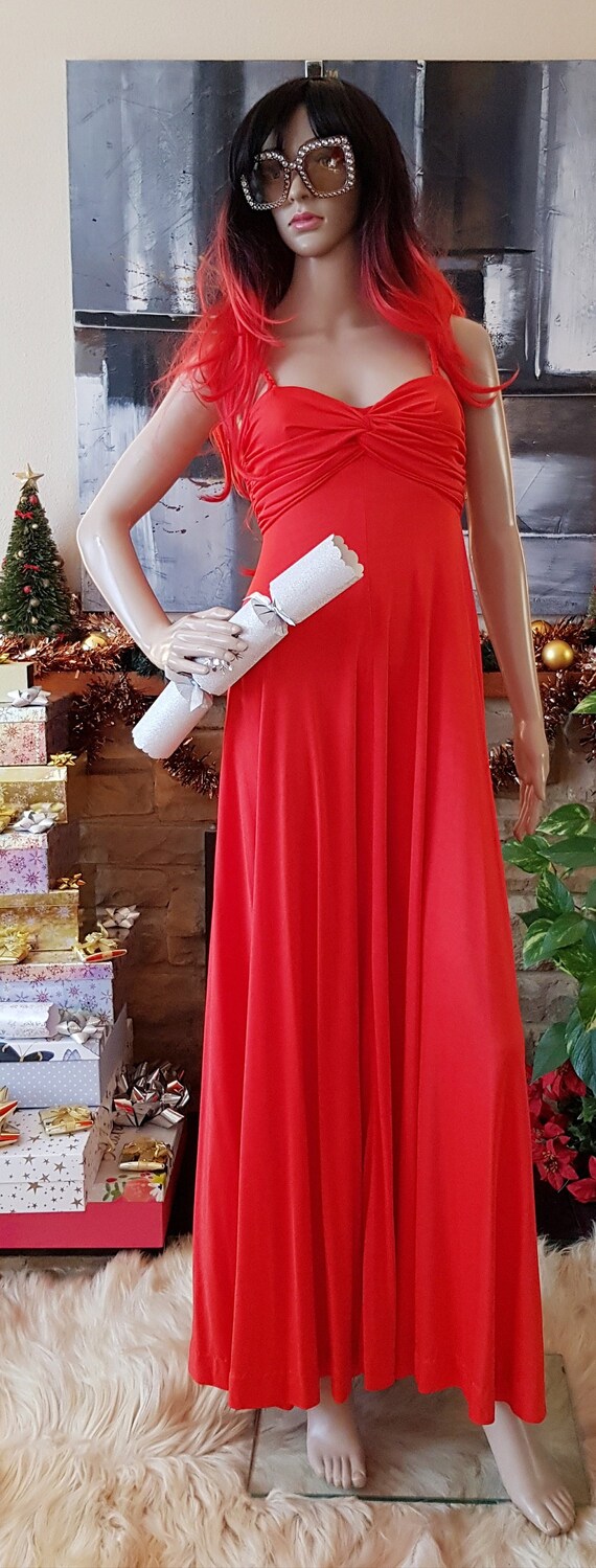 UK 6/8 (US 2/4) Gorgeous Vintage Bright Red Strappy Evening Dress Maxi Dress  by John Marks - Etsy
