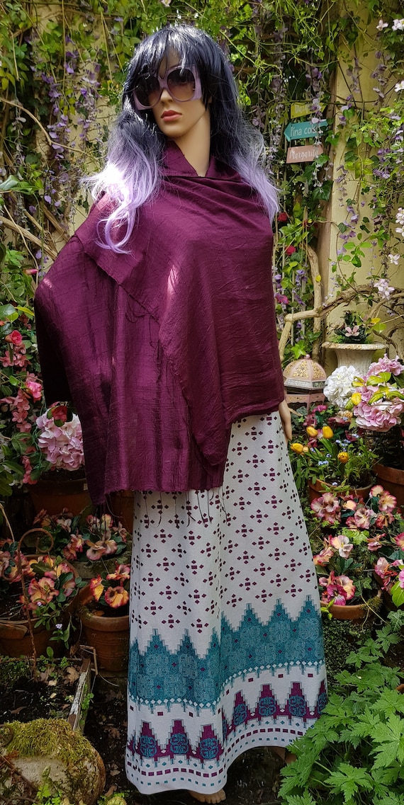 Vintage Shawl: Gorgeous Vintage 1990s Plum Purple… - image 10