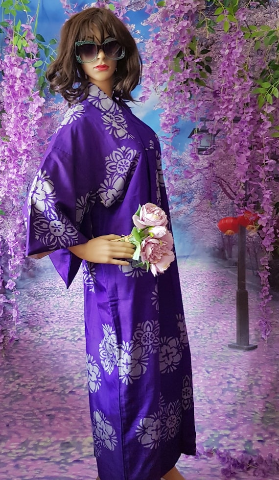 正絹 梅の花柄 銘仙着物 | Vintage hachioji meisen kimono with plum