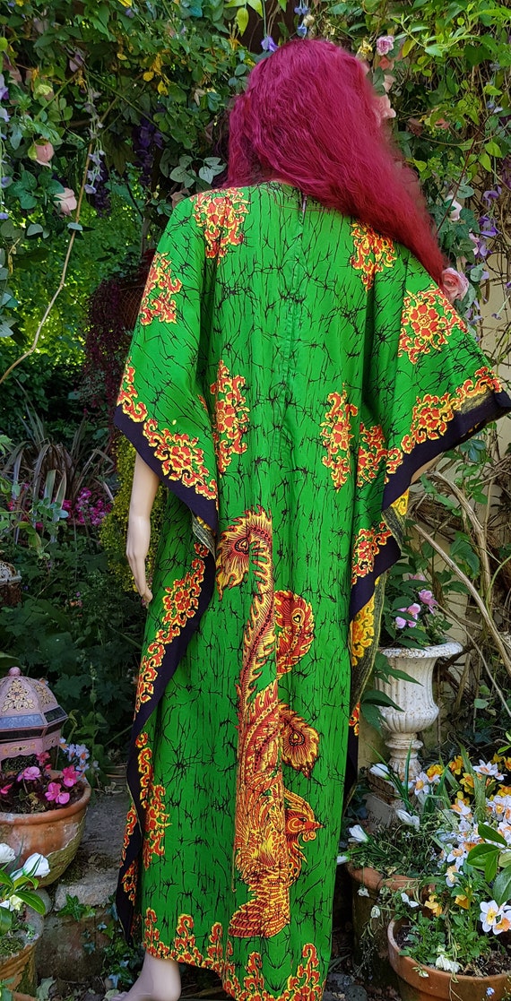 Vintage Kaftan: Gorgeous Vintage 1970s Green, Red… - image 10