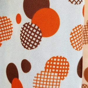 UK 6/8 US 2/4 Gorgeous Vintage 1970s Handmade White, Orange and Brown Spot / Circle / Polka Dot Print Halter Maxi Dress with Ruffles image 5
