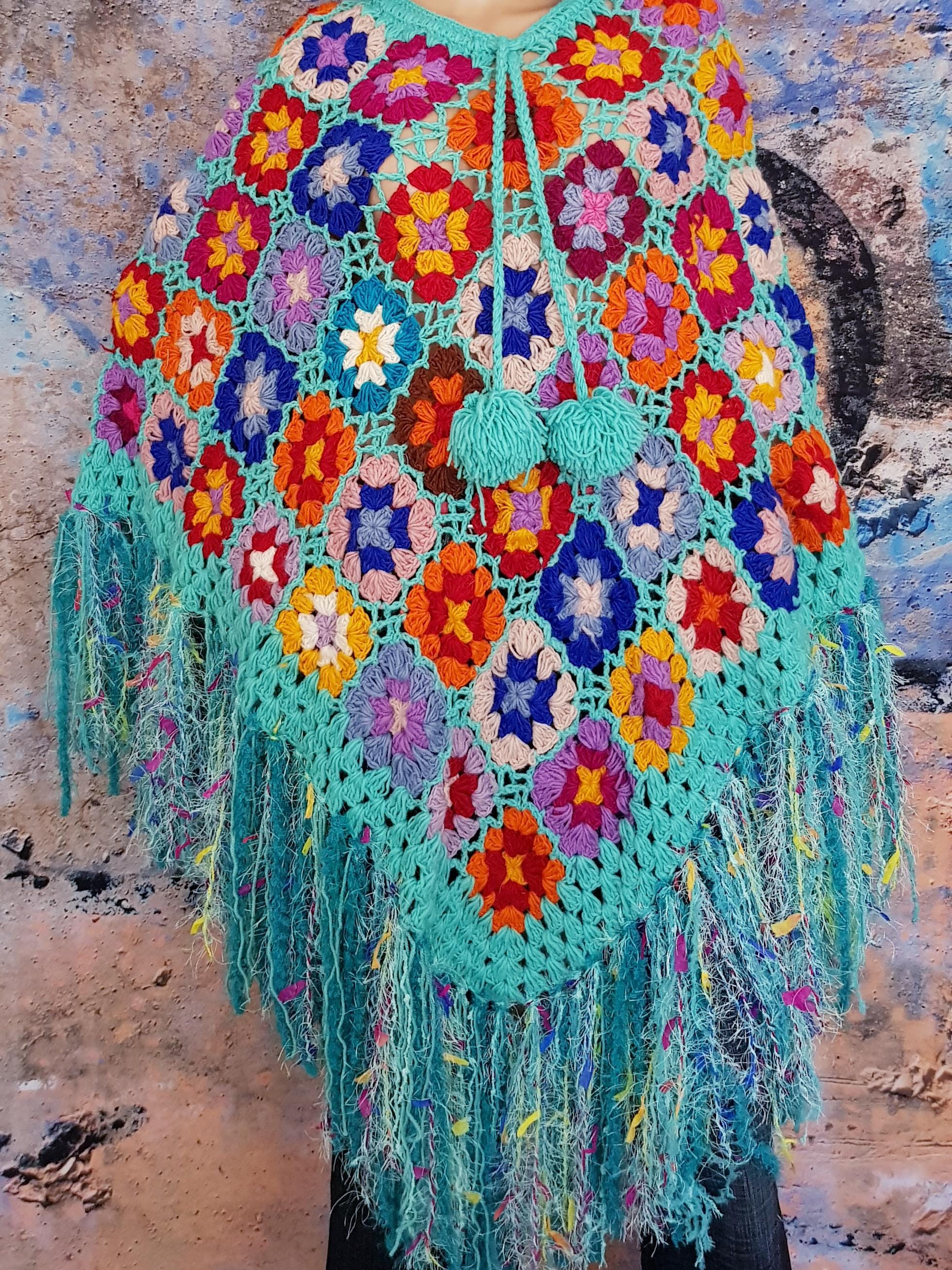 Vintage Poncho: Gorgeous Upcycled Vintage Turquoise Blue