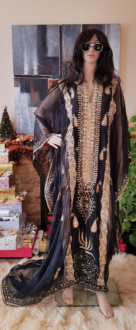 Vintage Kaftan: Epic Glamerous Vintage 1970's Blac