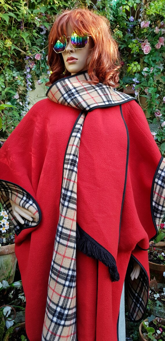 Vintage Cape: Gorgeous Vintage 1970s Brown Check … - image 8