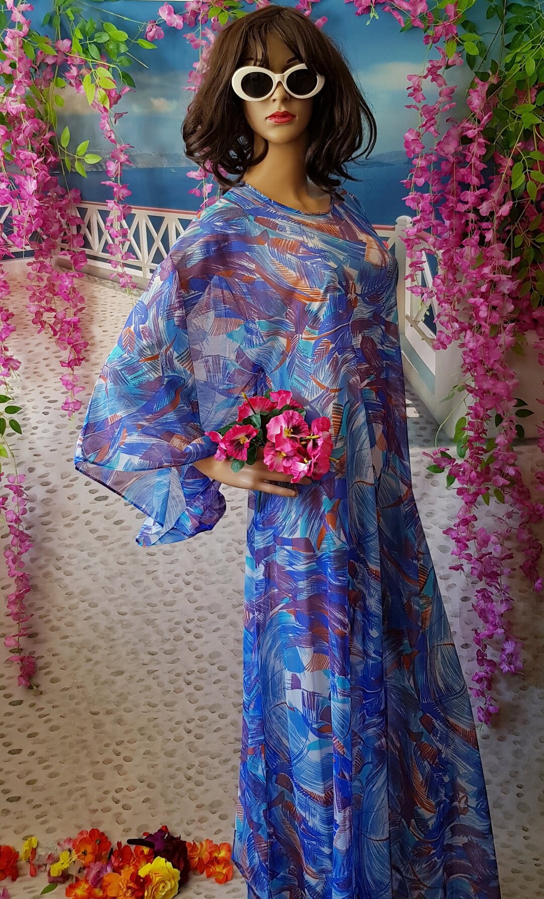 RESERVED Vintage Ombre Woven Cotton Kaftan