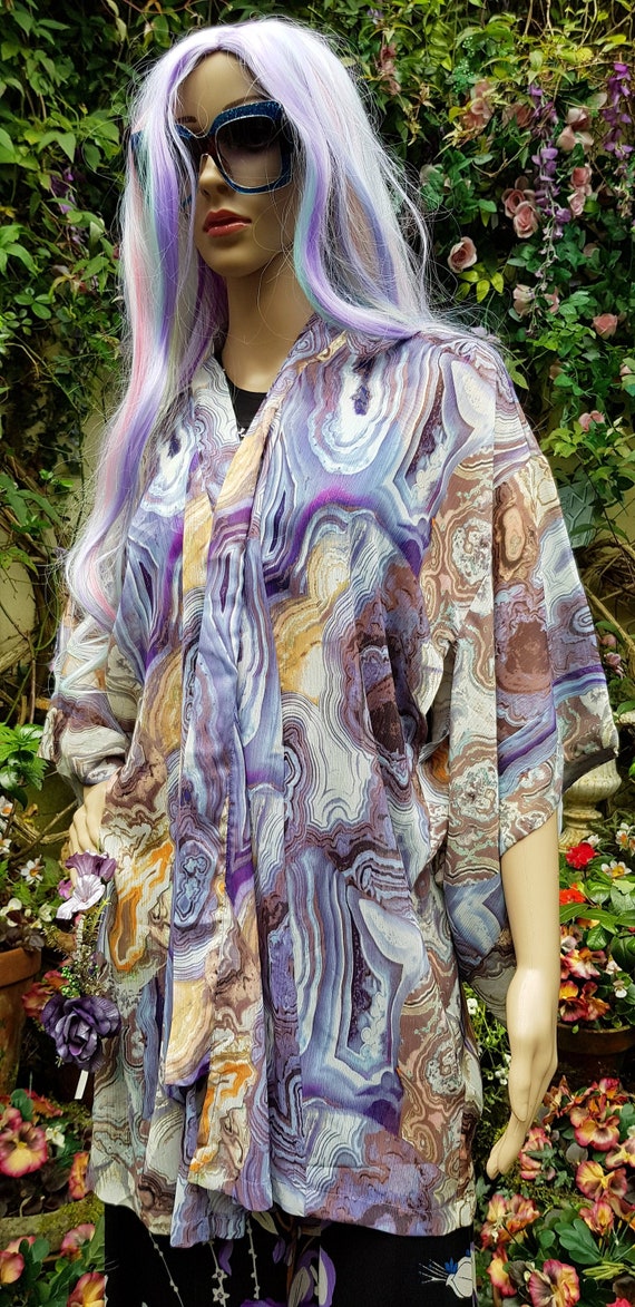 Lovely Vintage Blue, Purple, Orange, Brown Sheer C