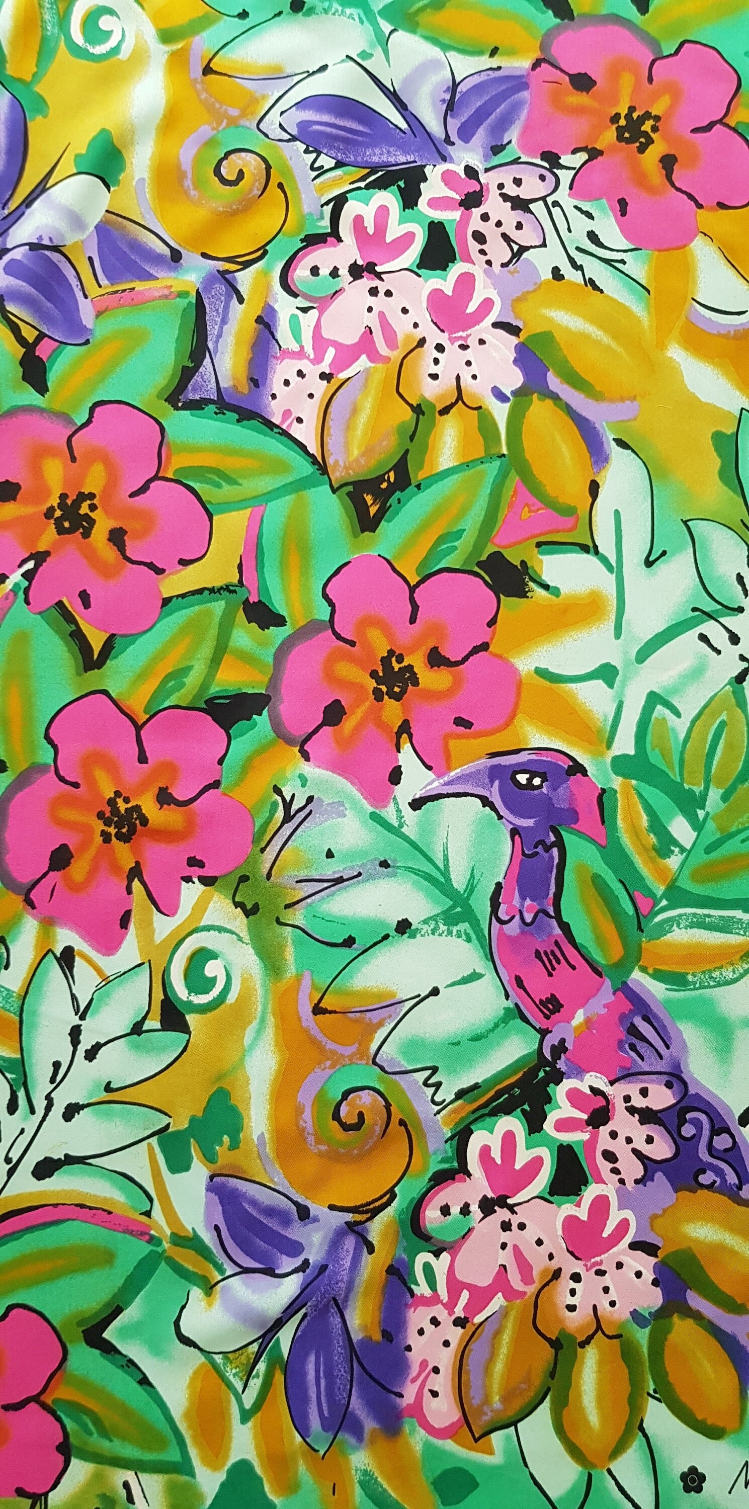 Ladies Scarf: Beautiful Vintage Multicoloured Green Purple Pink