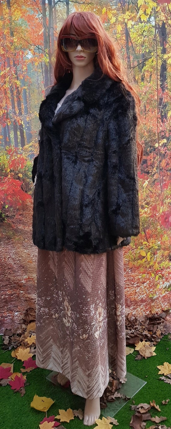 Gorgeous Vintage 1970s Black / Brown Marno Mink F… - image 3