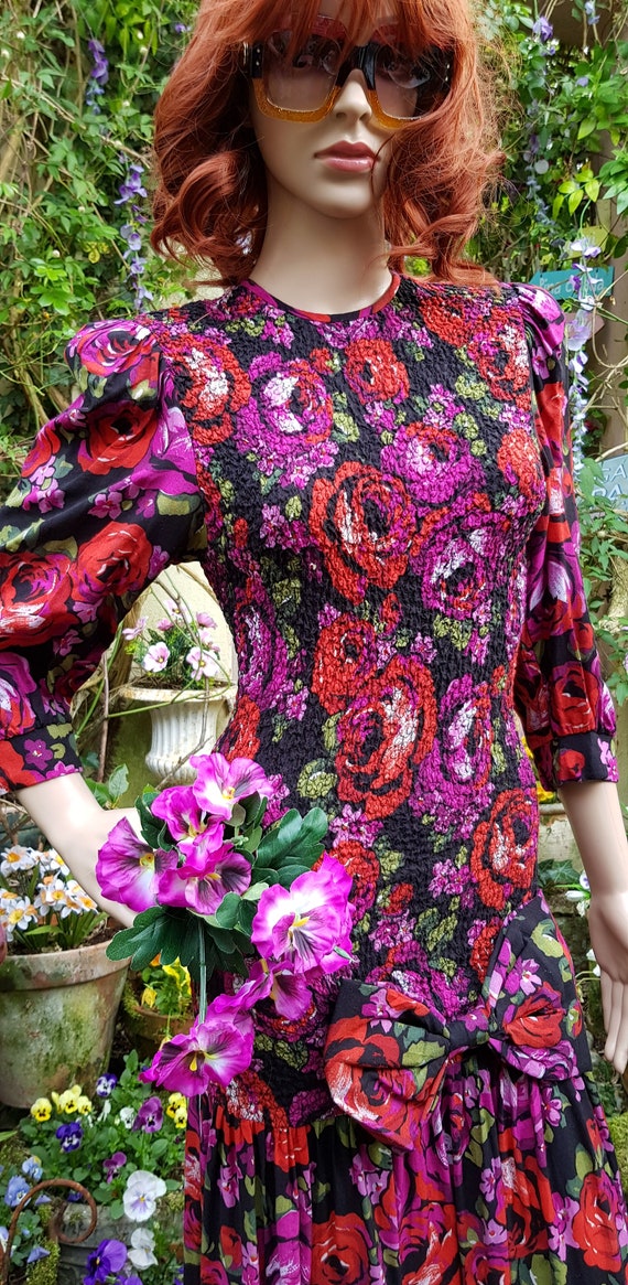 UK 6/8 (US 2/4) Iconic Vintage 1980s Red and Purp… - image 9