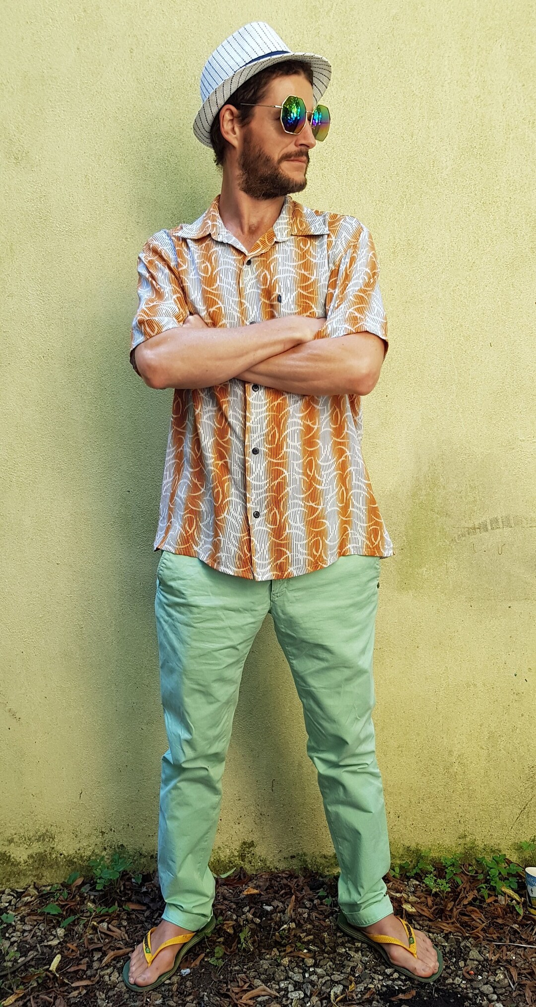 Vintage Men's Shirt Fabulous Vintage Orange Grey and Etsy