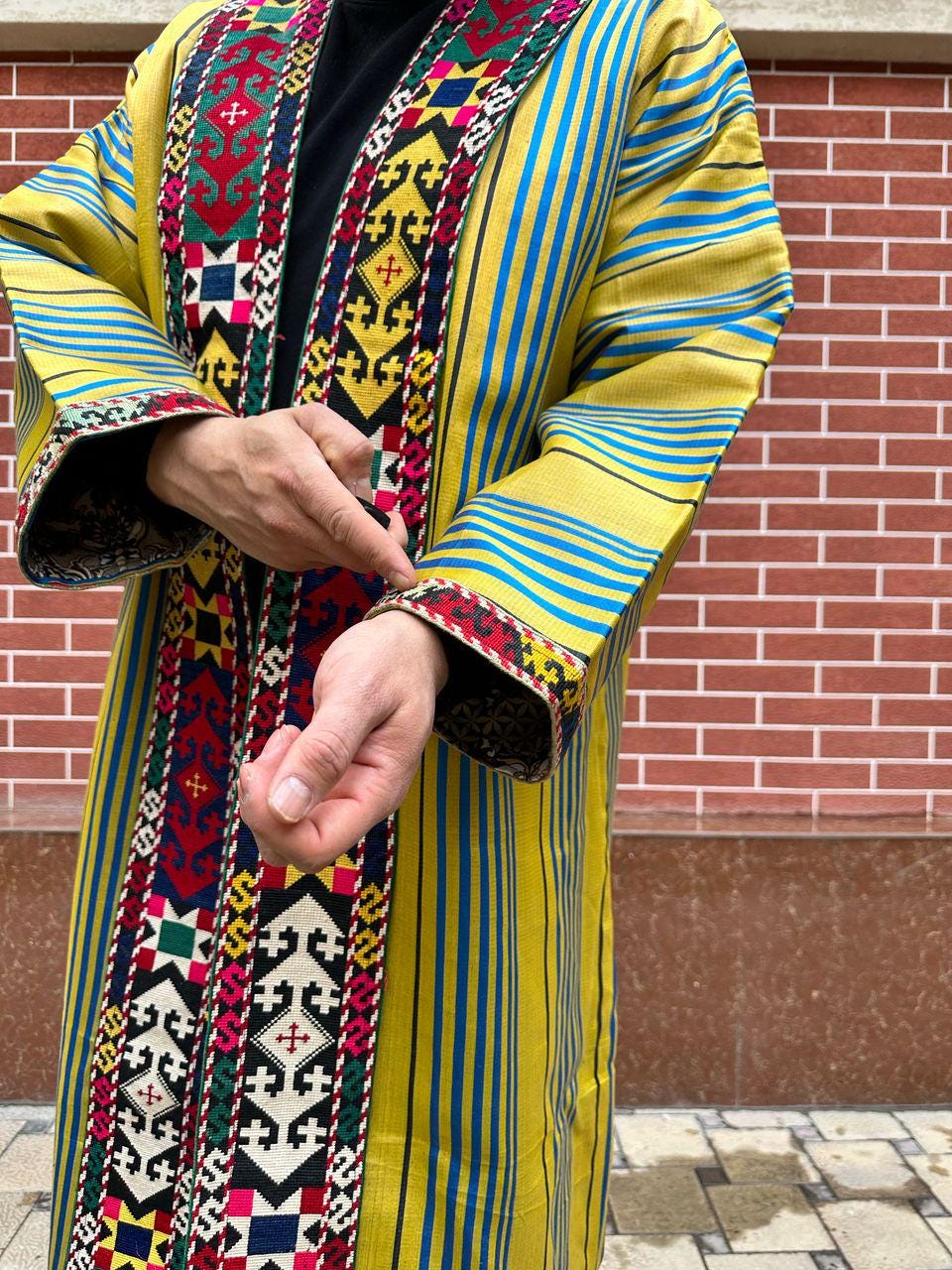Vintage Coat: Fabulous Vintage Yellow and Multicoloured Striped