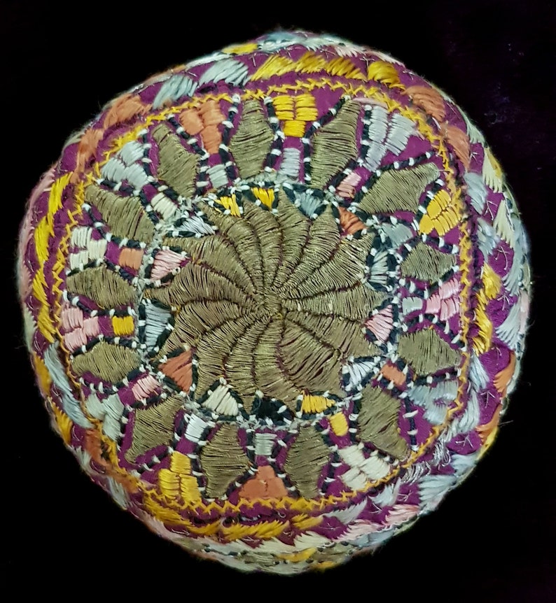 Old Rounded Cap Pattern Vintage Hat: Fab Vintage 1970s / 1980s Multicoloured Embroidered ...