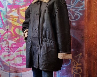 Gorgeous Vintage 1990s Black - Darkest Brown Leather Jacket
