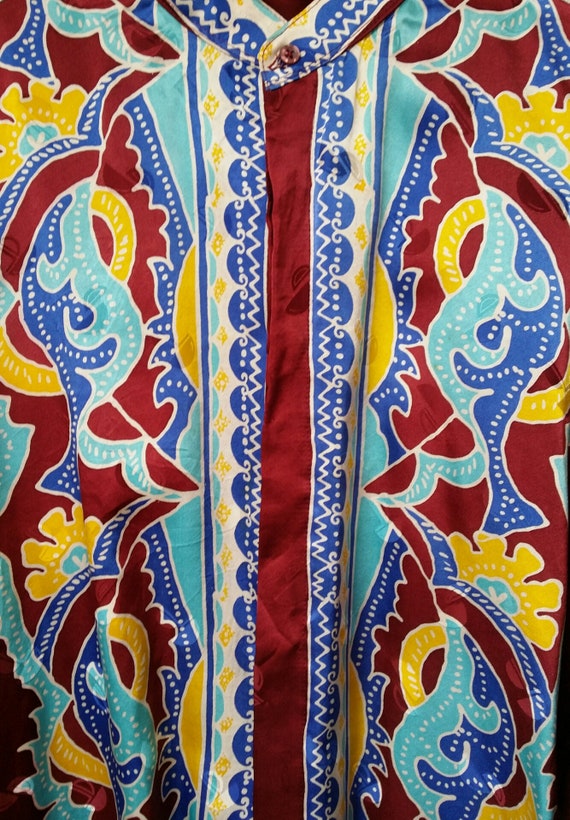 Vintage Men's Shirt: Vintage 1970s Asian Style Bu… - image 1