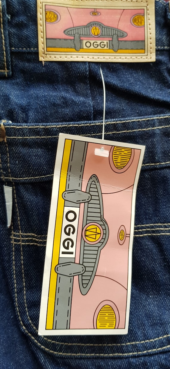 Epic Vintage 1970s Oggi Dark Blue Denim Flared Bell Bottom Jeans Unworn with Tags (Vintage Deadstock)