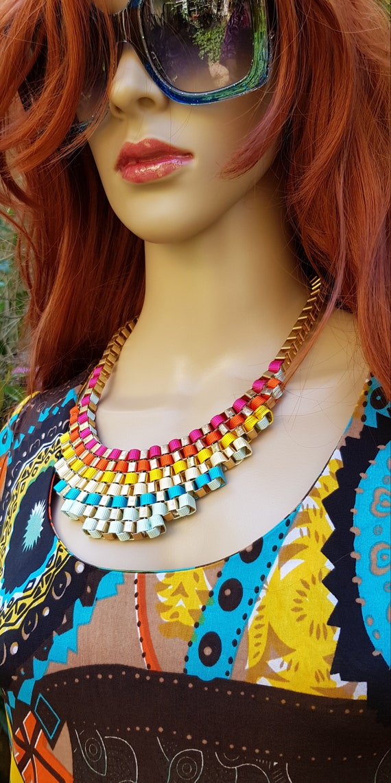 Vintage Necklace: Stunning Vintage 1980s Multi-Co… - image 4