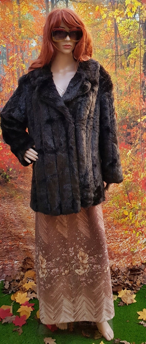 Gorgeous Vintage 1970s Black / Brown Marno Mink F… - image 1